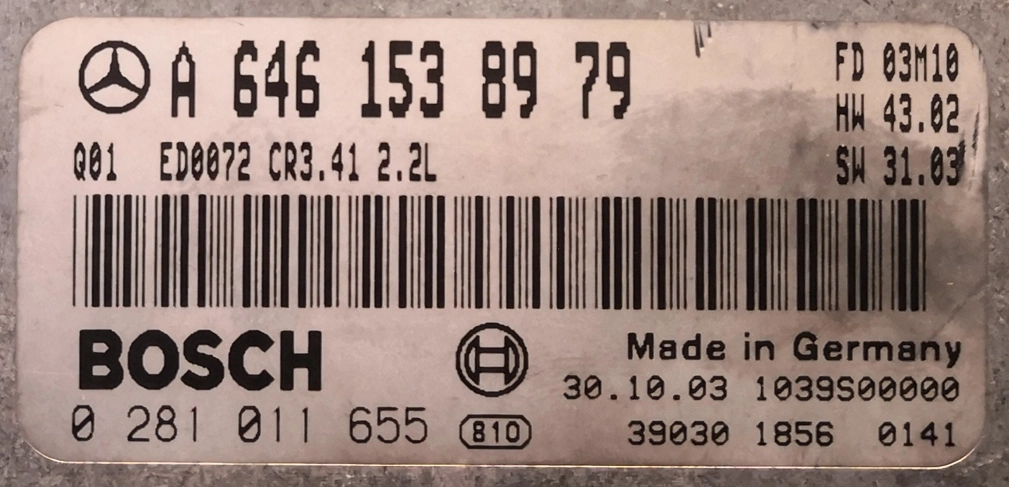 0281011655 A6461538979 HW43.02 SW31.03 CR3.41 1037368894 EDC16C31 MB C203 2.2CDI 2003 ATgearbox XPROG BDM FULL.rar