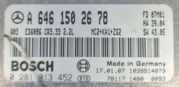 Label for 0281013452 A6461502678 CR3.33 CR30-646-C6D4-639-080KW-43P-4MEF-02-FAS-001 aFPM ME15 1037378272 EDC16C2 MB Vito 2.2CDI ORI+noDPF FLEX BENCH <span style='color: #D0021B'>FULL</span>.rar ecu backups