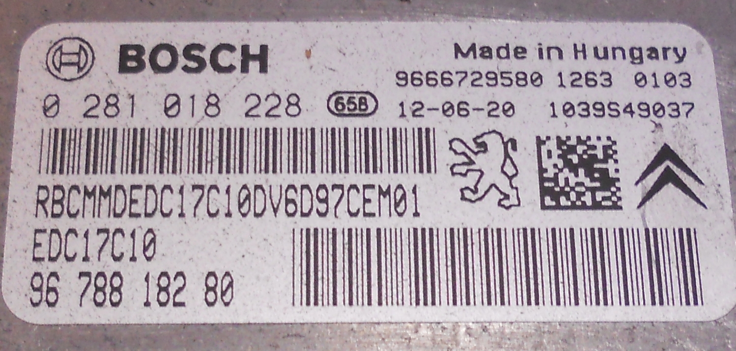 Label for 0281018228 9678818280 9666729580 1039S49037 1037516511 EDC17C10 Peugeot Partner 1.6HDI 9HT MTgearbox boot <span style='color: #D0021B'>FULL</span>.rar ecu backups