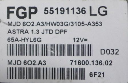 Label for 55191136 MJD6O2.A3 HW03G 3105A353 OPEL ASTRA H 1.3DTH 2007Y MTgearbox BDM <span style='color: #D0021B'>FULL</span>.rar ecu backups