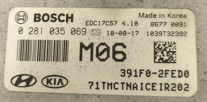 0281035069 391F0-2FED0 71TMCTNAICEIR202 10SW056340 10SW036343 EDC17C57 Hyundai Satafe 2.2CRDI 2018Y BENCH FULL.zip