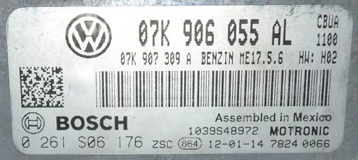 0261S06176 07K906055AL 07K907309A 1037535186 ME17.5.6 VW PASSAT B7 2.5i 2012Y ATgearbox BENCH FULL.rar
