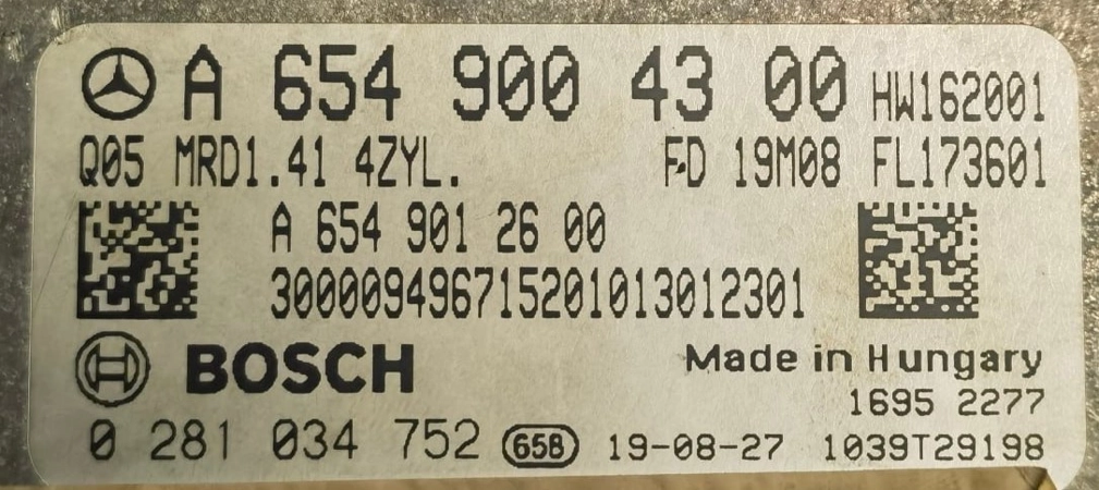 0281034752 A6549004300 A6549012600 10SW027171 MD1C001 MB W213 2.0CDI 2019y ATgearbox BENCH FULL.zip