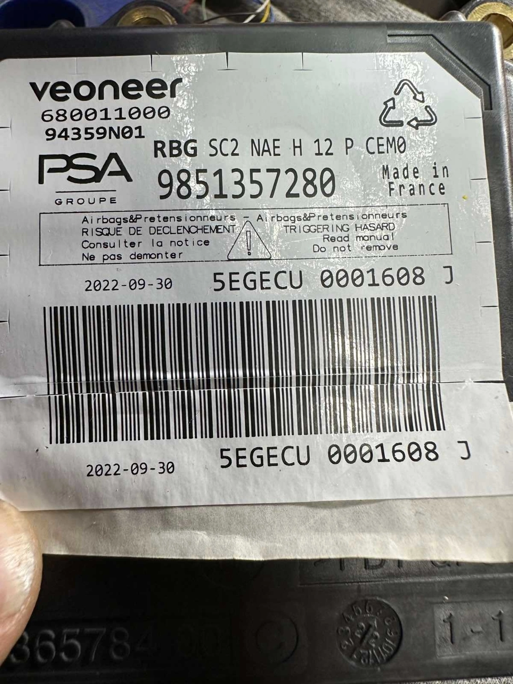 9851357280 PEUGEOT 308 2023Y TC222S CRASH+CLEAR SRS.zip
