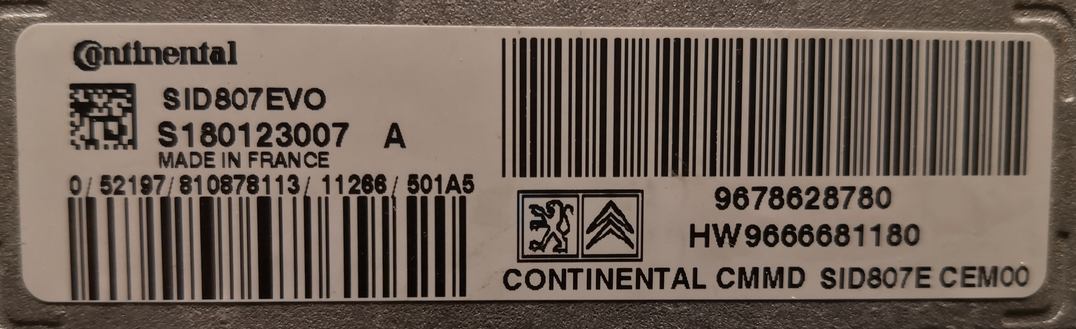 Label for S180123007A 9666681180 9678628780 SID807EVO Peugeot 5008 2011y 1.6d 82kw CVTgearbox BOOT <span style='color: #D0021B'>FULL</span>.rar ecu backups
