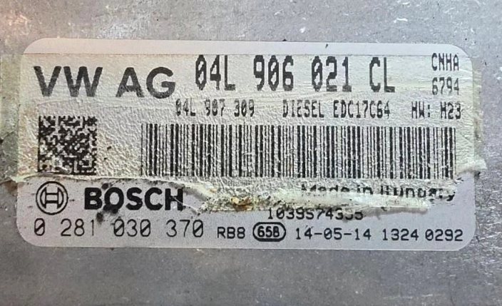 0281030370 04L906021CL 04L907309 8249 1037548923 EDC17C64 AUDI A4 2.0TDI BENCH FLEX FULL.zip