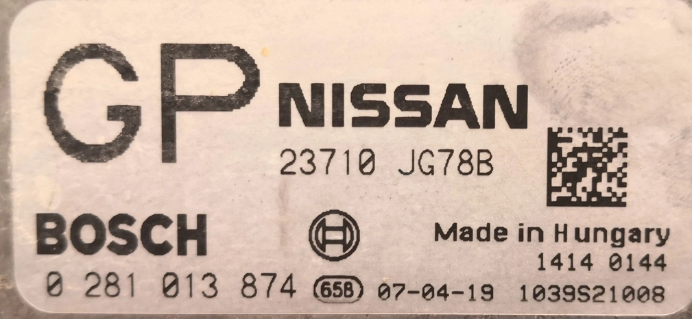 0281013874 23710-JG78B 23710JG78B 1037502993 EDC16CP33 Nissan Xtrail 2.0D 2008 110kW MTgearbox BDM FULL.rar
