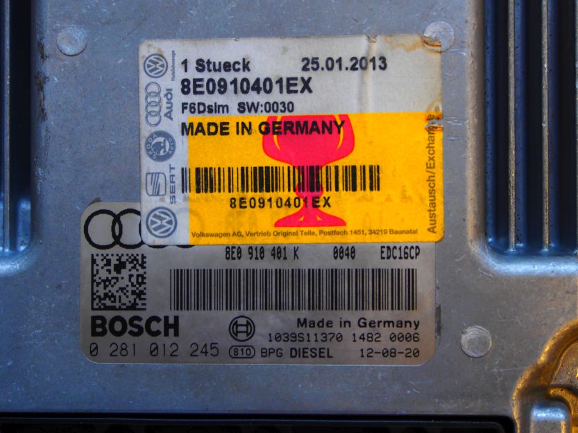 Label for 0281012245 8E0910401EX 8E0907401AJ 1037377114 EDC16CP34 AUDI A4 2005Y 3.0D 150KW ATgearbox BDM <span style='color: #D0021B'>FULL</span>.rar ecu backups