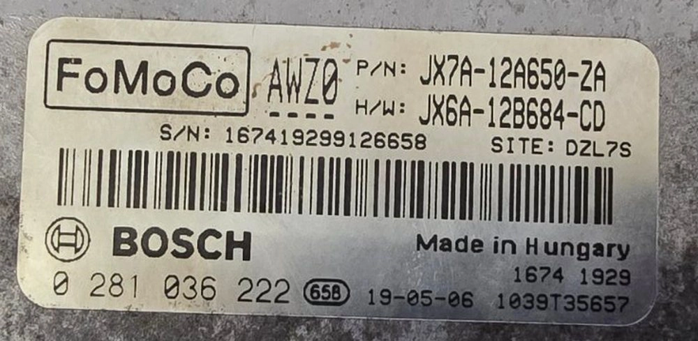 0281036222 JX7A-14C204-AFA JX7A-12A650-ZA 10SW095187 10SW041693 MD1CS005 Ford Focus IV 1.5TDCi 88kW 2018Y ORI+noEGR+noDPF FLEX FULL.zip