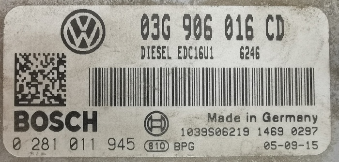 Label for 0281011945 03G906016CD 6246 1037371097 EDC16U1 VW Touran 1.9TDI 77kW BKC MTgearbox BENCH <span style='color: #D0021B'>FULL</span>.rar ecu backups