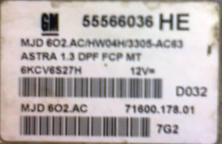 Label for 55566036 MJD6O2.AC HW04H 3305-AC83 3308AC70 MARELLI OPEL ASTRA H 1.3DTH 2007Y MTgearbox BDM <span style='color: #D0021B'>FULL</span>.rar ecu backups