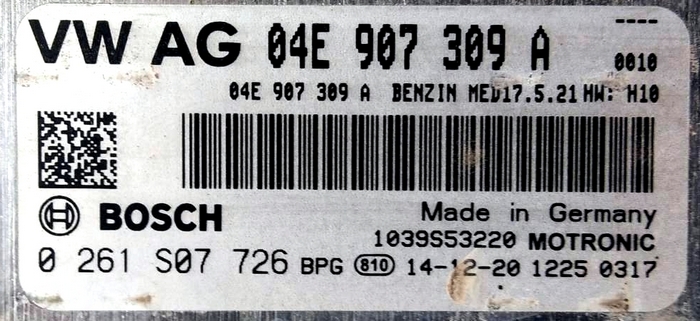 Label for 0261S07726 04E907309A 7521 04E906016DF 1037543712 MED17.5.21 VW Golf 7 1.2TSI DSGgearbox ORI+IMMOOFF BENCH <span style='color: #D0021B'>FULL</span>.rar ecu backups