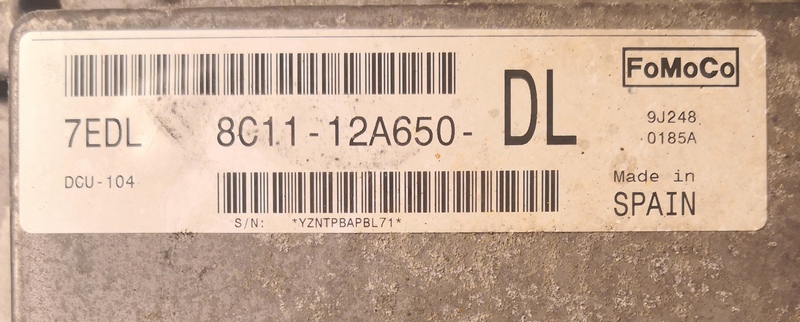 Label for 8C11-12F650-DL DCU104 Ford Transit 2.4D 2011Y 103kW MTgearbox <span style='color: #7ED321'>FLASH</span>.rar ecu backups
